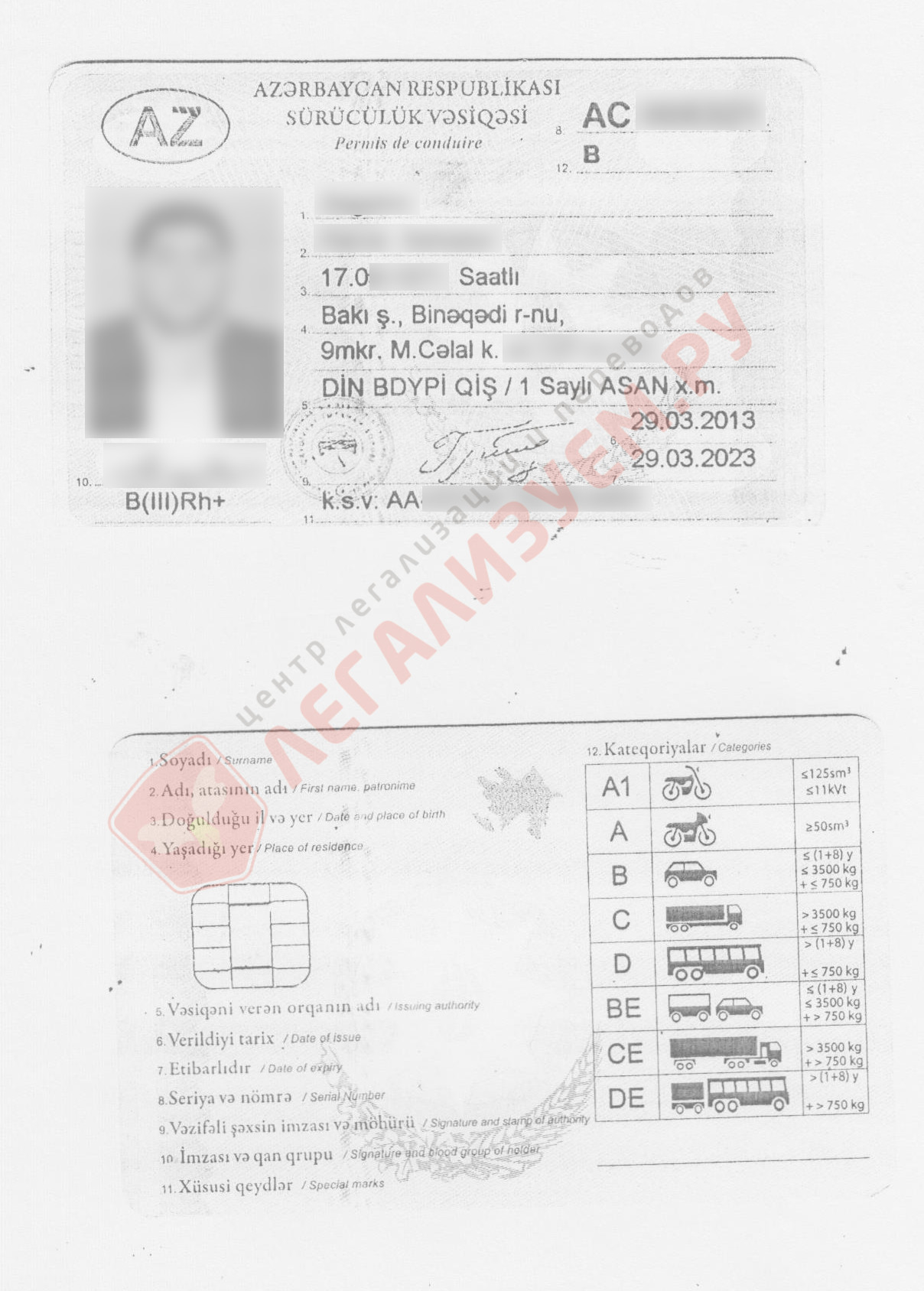 Водительское удостоверение Азербайджан